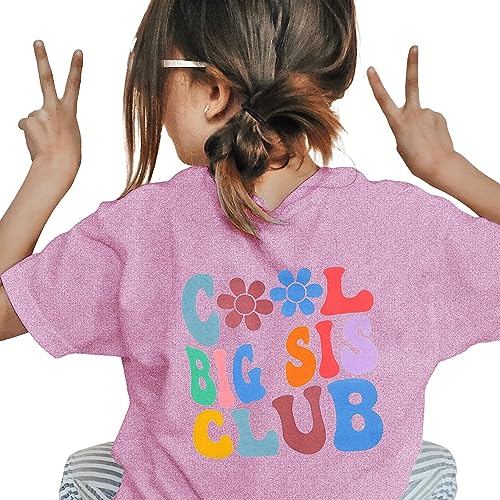 Image of LOTUCY Big Sister Shirt for Toddler Girls Cool Big Sis Club Tshirt Promoted to Big Sister Announcement Outfits