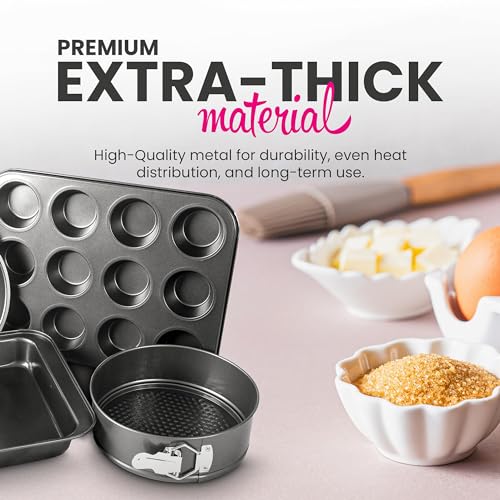 ARIANA HOMEWARE® 5-Piece Bakeware Set Baking Equipment- with Muffin Tray, Oven Tray, Cake Pan, Loaf Pan & Spring Form Cake Tin - Image 5