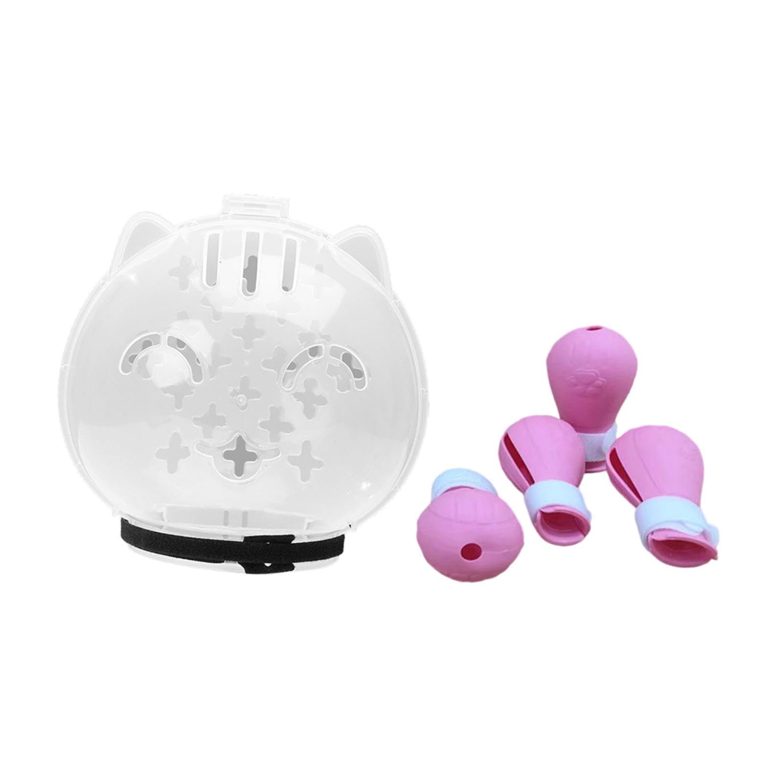 MagiDeal Bozal para Gato, Capucha para Gato, máscara Protectora, antimordeduras, Transpirable, con Forma de Bola y Zapatos para Cortar uñas, para Viajes en