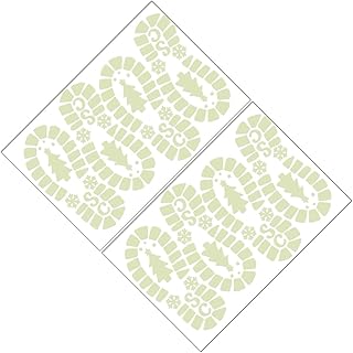 Angoily 2 Folhas De Adesivos Fluorescentes De Natal Decalques De Janela Decoração De Piso Decoração De Natividade Decalques De Piso Brilham No Escuro Adesivos De Pegada Adesivos De Parede