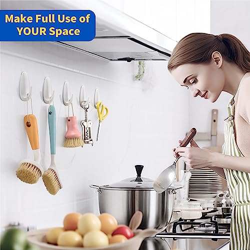 ALOCEO-12-Pcs-Wall-HooksSelf-Adhesive-Hooks-with-13-Clear-StripsWhite-Plastic-Sticky-Hooks-for-HangingTowel-Coat-Hooks-for-Bathroom-Shower-Kitchen-Keys-Door-Outdoor-Home-Improvement