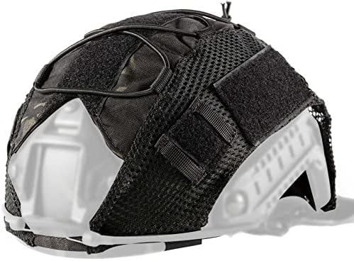 OneTigris Helmet Cover ZKB05 No Helmet, Camouflage Cover for Ops-Core Fast PJ Helmet in Size M/L & OneTigris PJ/MH Helmet in Size M/L, Black, Large