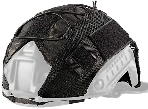 Onetigris Helmet Cover Zkb05 No Helmet, Camouflage Cover For Ops-Core Fast Pj Helmet In Size M/L & Onetigris Pj/Mh Helmet In Size M/L, Black, Large #TOP1