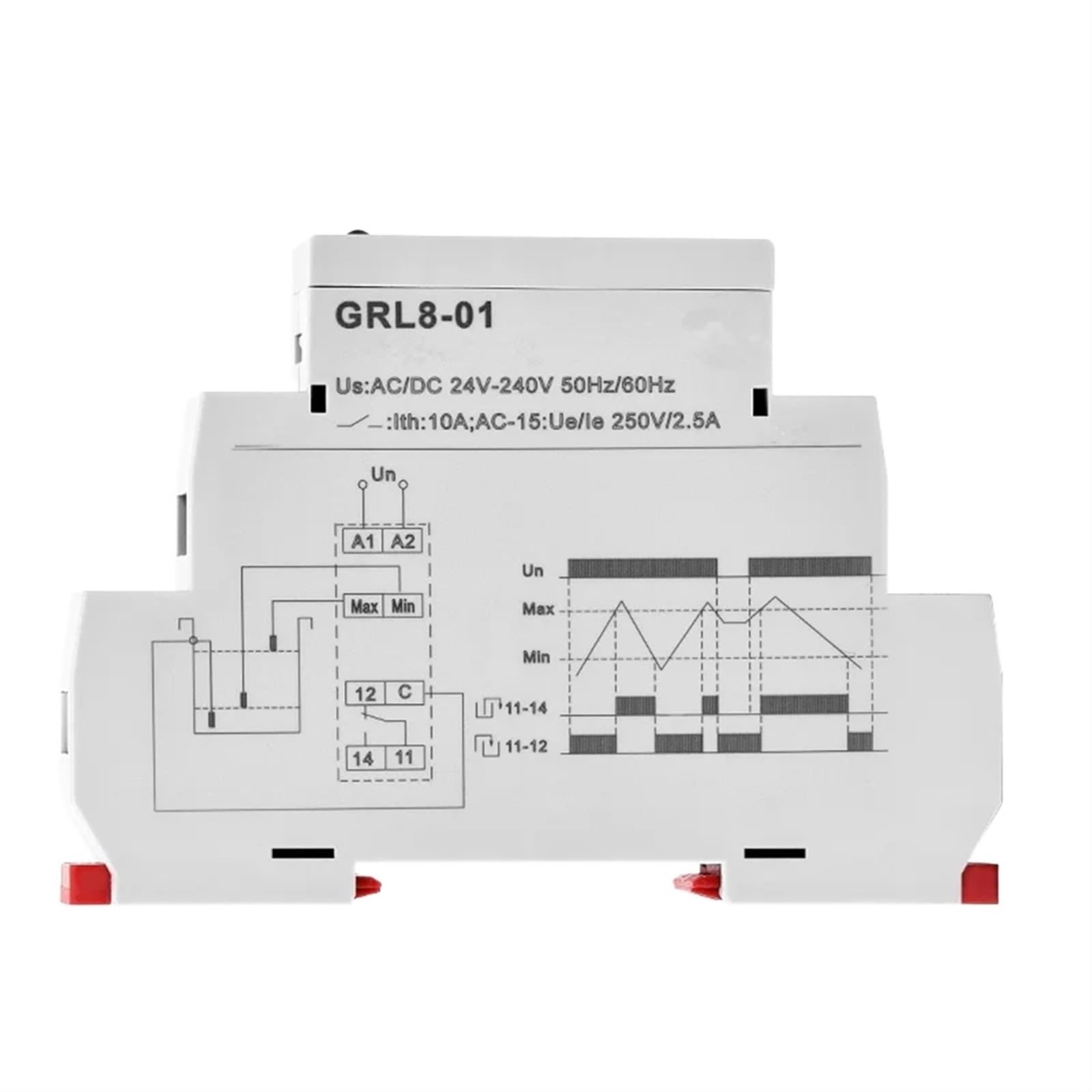 GRL8 Relé de control de nivel de líquido Controlador electrónico de nivel de líquido 10A AC/DC24V-240V (Size : GRL8-02 with Sensor)