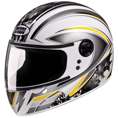 Image of Studds Chrome Super D1 Full Face Helmet (White & Grey, M)