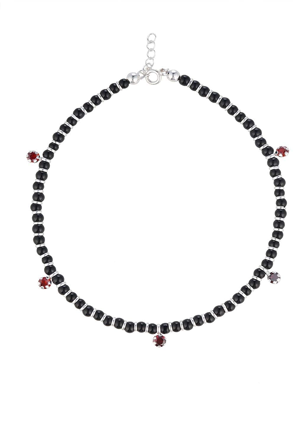 Black Silver 925 Silver Stylish Nazariya Redstone Anklet/Payal Crystal Beads for Girls and Women (B0B3TQWH14) Amazon Price History, Amazon Price Tracker