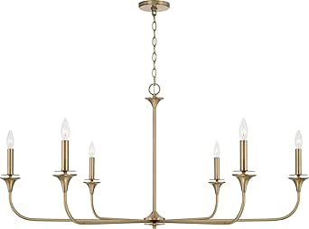 HomePlace Lighting 448961AD Presley Transitional Minimalistic Round Chandelier, 6-Light 360 Total Watts, 23" H x 49" W, Brass