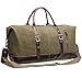 Iblue Genuine Leather Trim Travel Tote Duffel Garment Gym Shoulder Handbag Canvas Overnight Weekender Bag Large#B003(Xl 21'', Army Green)