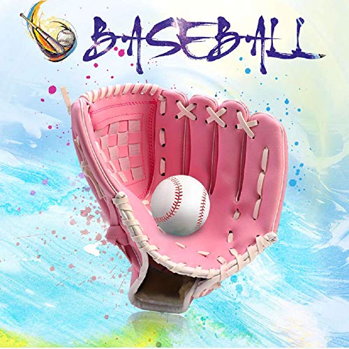 Bijun Baseball Glove, Softball Gloves, Teeball Mitt Left Hand Glove, Right Hand Throw, Fit For Adult/Youth/Kids/Children's Beginner Or Infielder (10.5, Pink) #TOP2