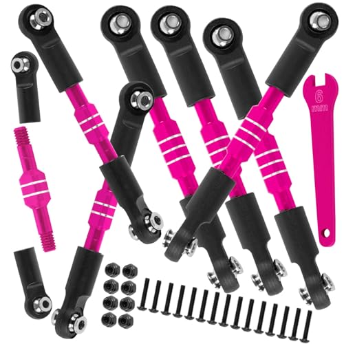BRCatWPark Aluminum Turnbuckles Camber Links Upgrades Part for 1/10 Slash 2WD VXL/Rustler 2WD VXL/Bandit 2WD VXL/Stampede 2WD VXL,RC Alloy Adjustable Turnbuckles Hop-Up,Pink