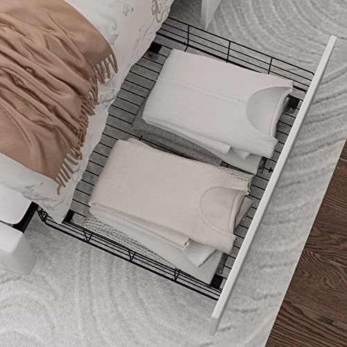 Queen Bed Frame With Storage And Adjustable Headboard, Bed Frame With 4 Drawers And Wooden Slats Support, No Box Spring Needed (Pu White, Queen (U.s. Standard)) #TOP5