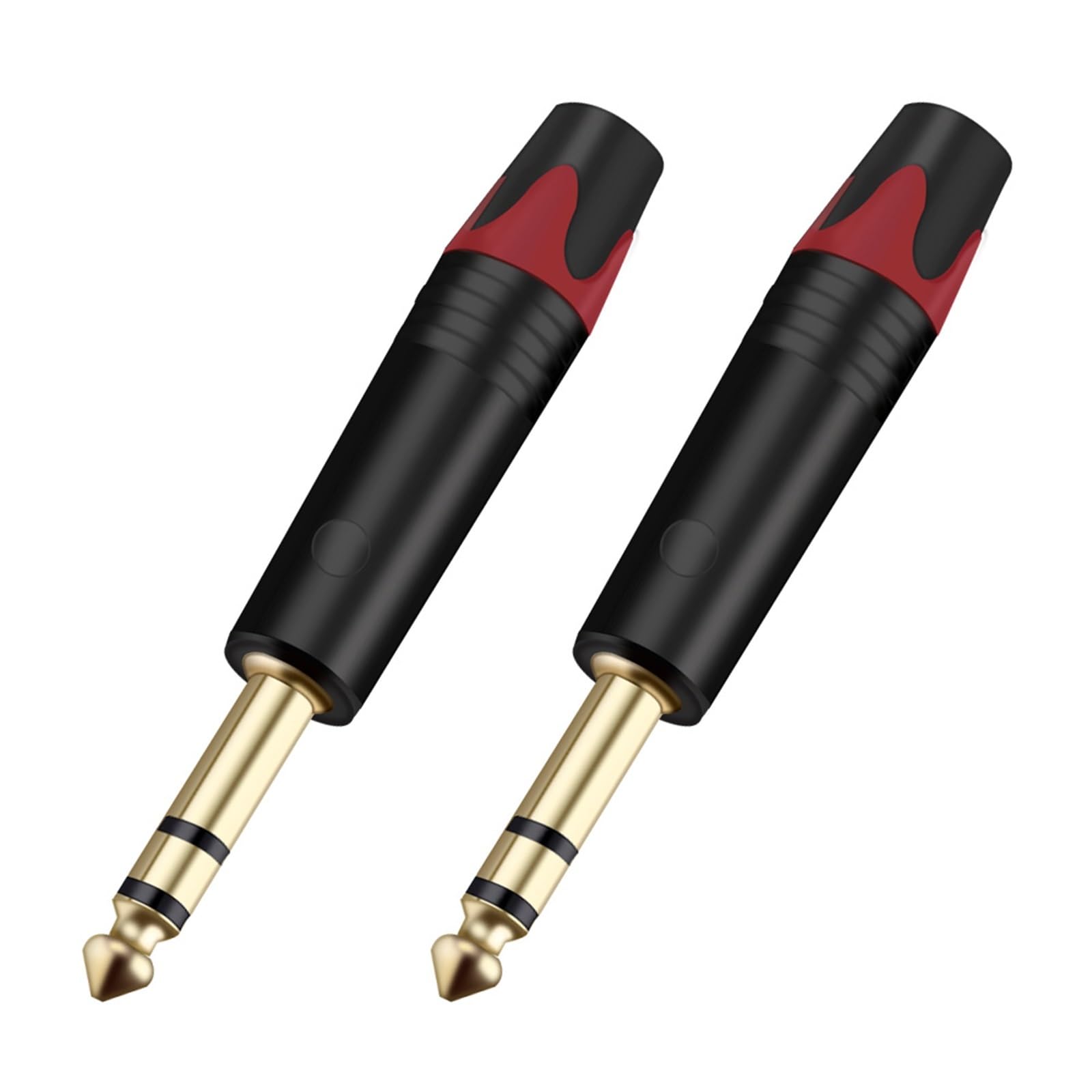 10 connettori jack da 6,35 mm a 3 poli stereo da 6,3 mm maschio da 6,3 mm, connettori per filo di saldatura per microfono, in ottone (rosso)