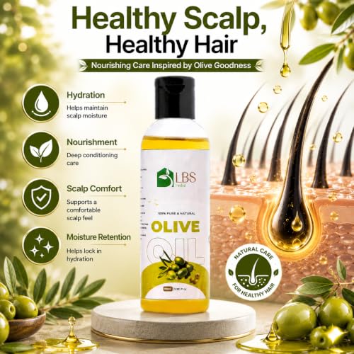 Image of LBS Pure Sweet Oils - 100% Extra Virgin Natural Cold-Pressed, Moisturizing Oils For Skin, Hair & Nails - Rich In Vitamins E & A, Hair Growtth, Softens Skin 100Ml (100ml Pack of 3, Olive)