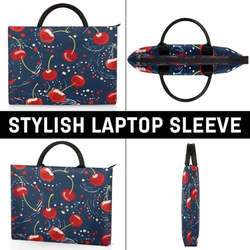 Watercolour Cherries Laptop Sleeve with Handle Waterproof Computer Carrying Case4