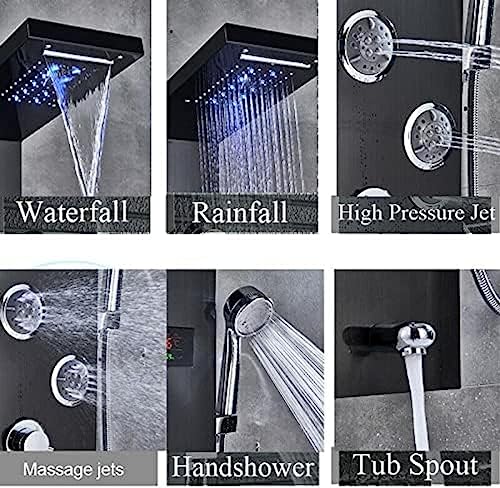 Colonne de douche en acier inoxydable avec cascade LED et hydrojets - 5