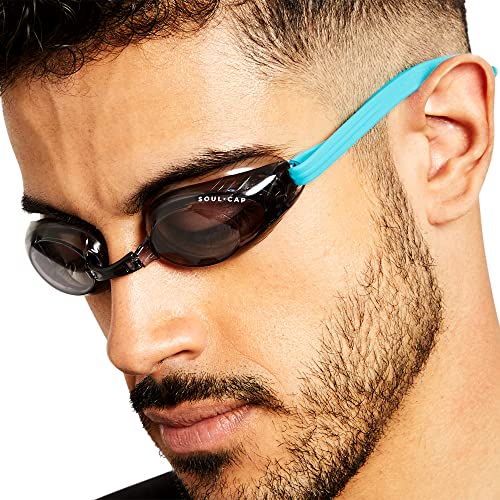 SOUL CAP - Swim Goggles, Dark Lens / Turquoise Strap, Multi - Image 2
