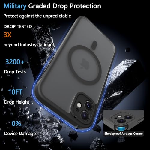 Image of for iPhone 11 Case [Compatible with Magsafe] Translucent Matte Phone Cover, [10 FT Military Grade Drop Protection] Slim Durable Shockproof Protective Bumper (Black Magnetic, iPhone 11)