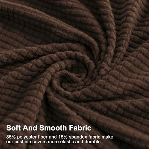 Image of CHUN YI 2PC Stretch Couch Cushion Covers, Sofa Seat Slipcovers Suitable for Armchair Loveseat Sofa with Spandex Jacquard Fabric(2pc,Chocolate)