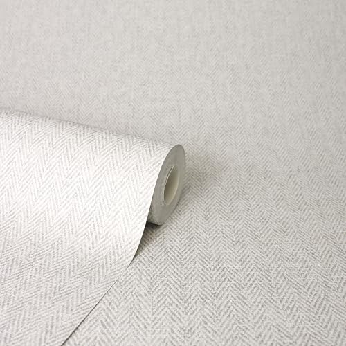 CROWN M1873 Harris Texture Luxury Textured Wallpaper, Soft Grey, 52 x 1005 cm - Image 4