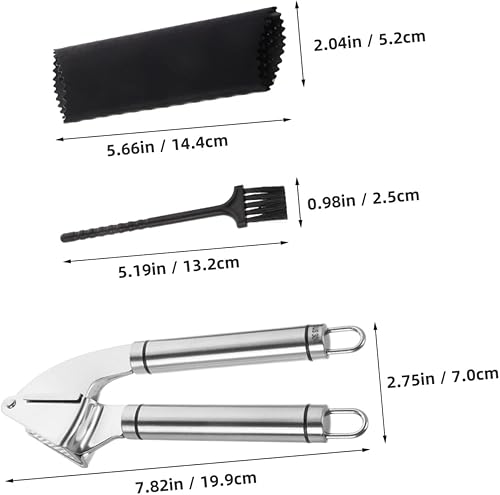 Miniatura 2 de ABOOFAN 1 juego de prensa de ajo manual de acero inoxidable sin esfuerzo herramienta para la cocina fácil de limpiar diseño elegante incluye pelador