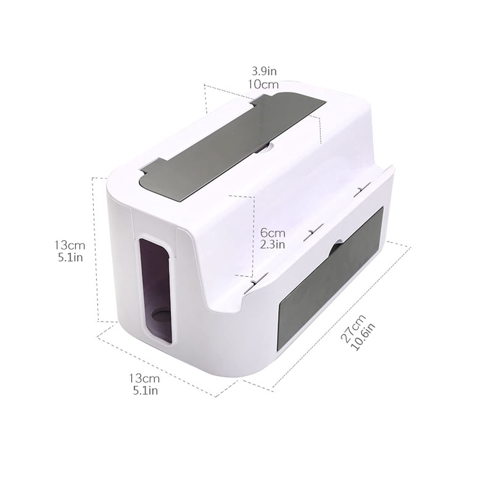 Kabelmanagement-Box Weiße Kabelaufbewahrungsbox Multifunktionale Kabelmanagement-Box zum Verstecken von Steckdosenleisten und Kabeln Kabel-Organizer mit Handy-Ladestation Kabelaufbewahrungsbox