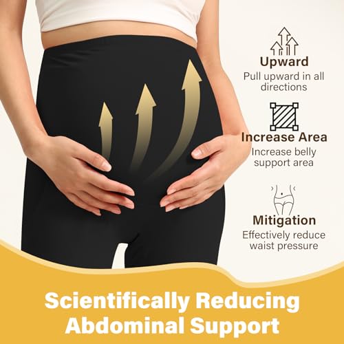 CUXFLS Women\'s Maternity Leggings Over The Belly Pregnancy with Pockets Yoga Pants Active Wear Tights Pants Workout - XXL - Thumbnail 2