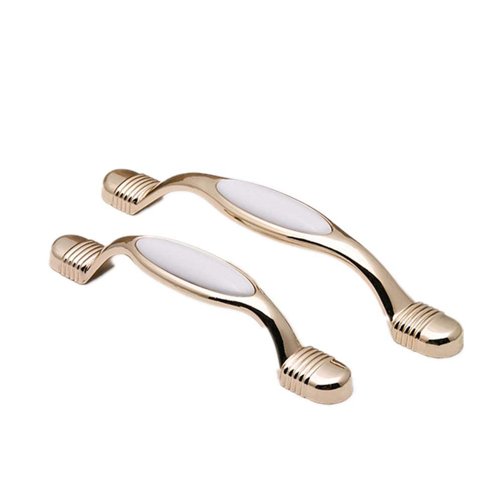 Stnyanxd 128 Gold+White Antique Cabinet Drawer Handles 2Pcs Zinc Alloy Ceramic Door Handle Closet Hardware 96 Gray Blue(128 Gold+White)