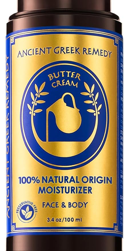 Ancient Greek Remedy Anti Aging Face Moisturizer for Women - Organic Face & Body Butter Cream for Dry Skin with Almond, Jojoba, Olive, Rosehip, Vitamin E & Lavender Oil. Natural Day & Night CreamClimatePartner certified