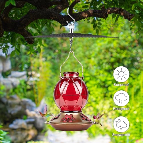 11.2\" Metal Bird Feeder Rain Guard, Black Dome Shield Umbrella Cover Shade for Hummingbird Oriole Feeder, Squirrel Baffles for Bird Feeders - Thumbnail 2