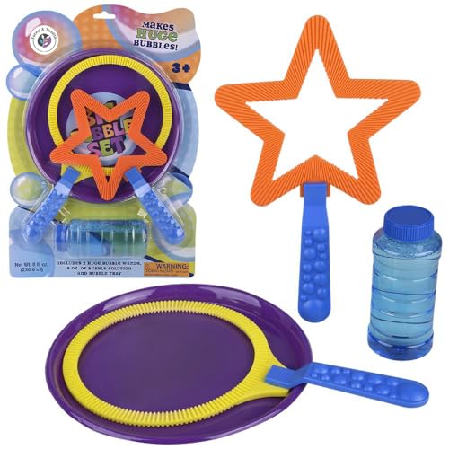 Big Bubble Set for Kids - Circle & Star Extra Lage Bubble Blower Wand with Tray & Bubble Solution, Forest & Twelfth Indoor/Outdoor Toys, Kids Games, Prizes for Kids, Bubbles Toy for Toddlers & Kids