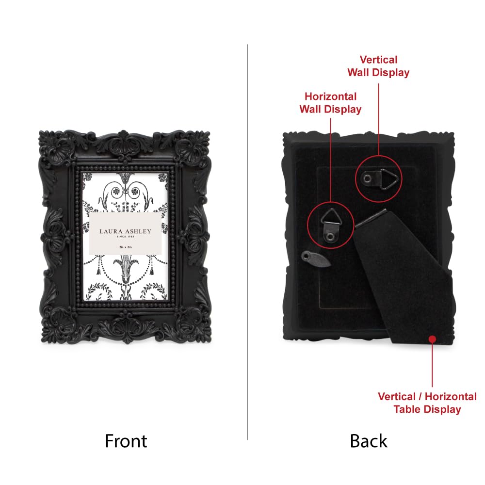 Amazon.com - Laura Ashley 2x3 Black Ornate Textured Hand-Crafted