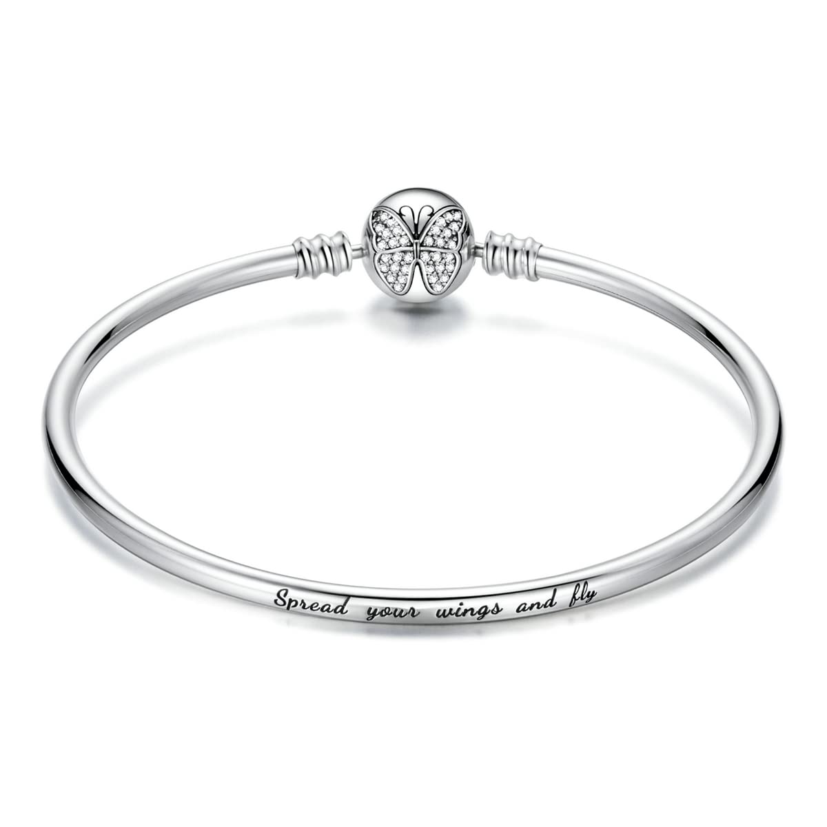 Braccialetto di Base in Argento 925 con Farfalla abbagliante per Regalo di Gioielli in Argento da Donna