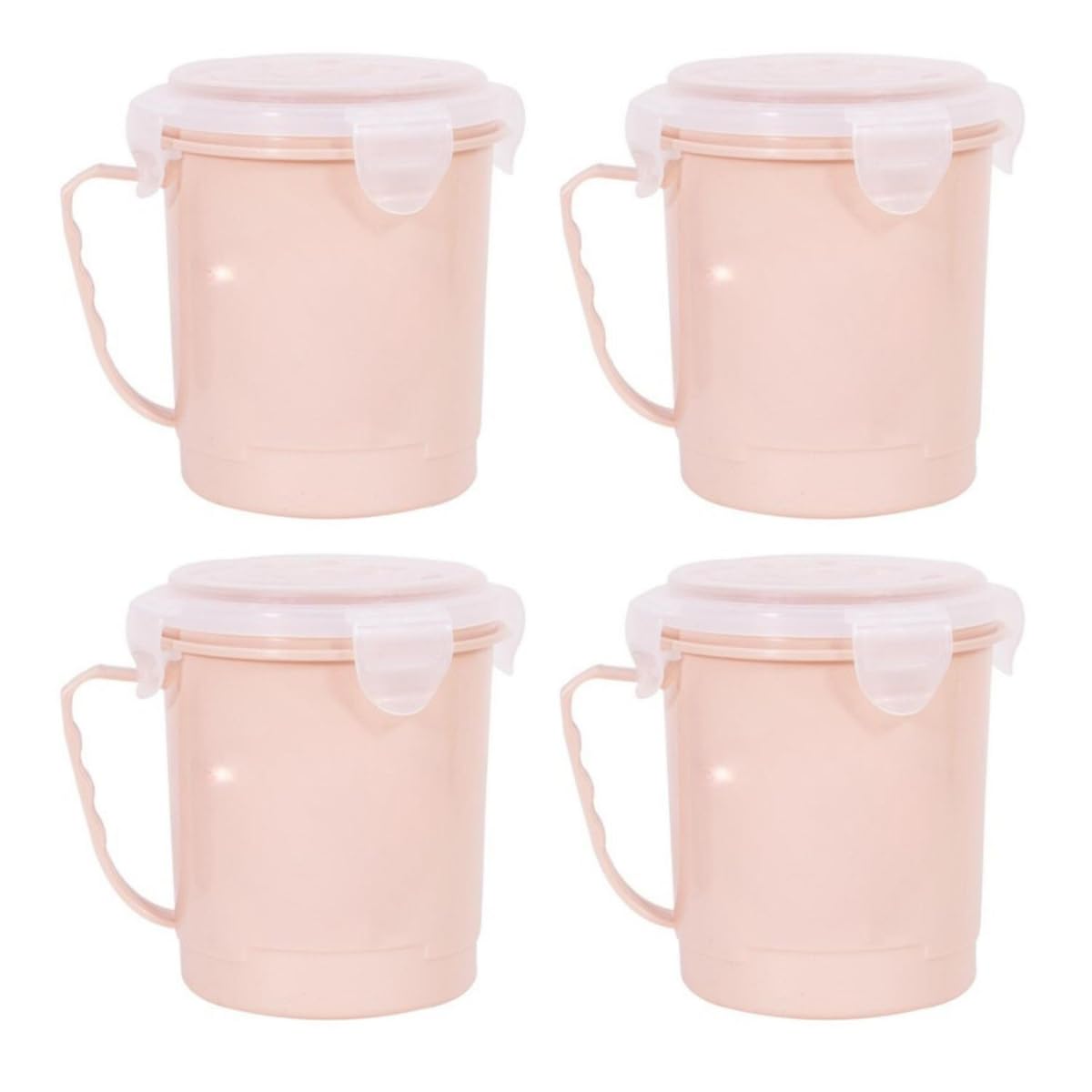 YöL Pack of 4 Microwave Soup Mugs 600ml – With Lid, Handle & Steam Vent – Cream – BPA-Free, Freezer & Dishwasher Safe – Ideal for Lunch, Meal Prep, Reheating