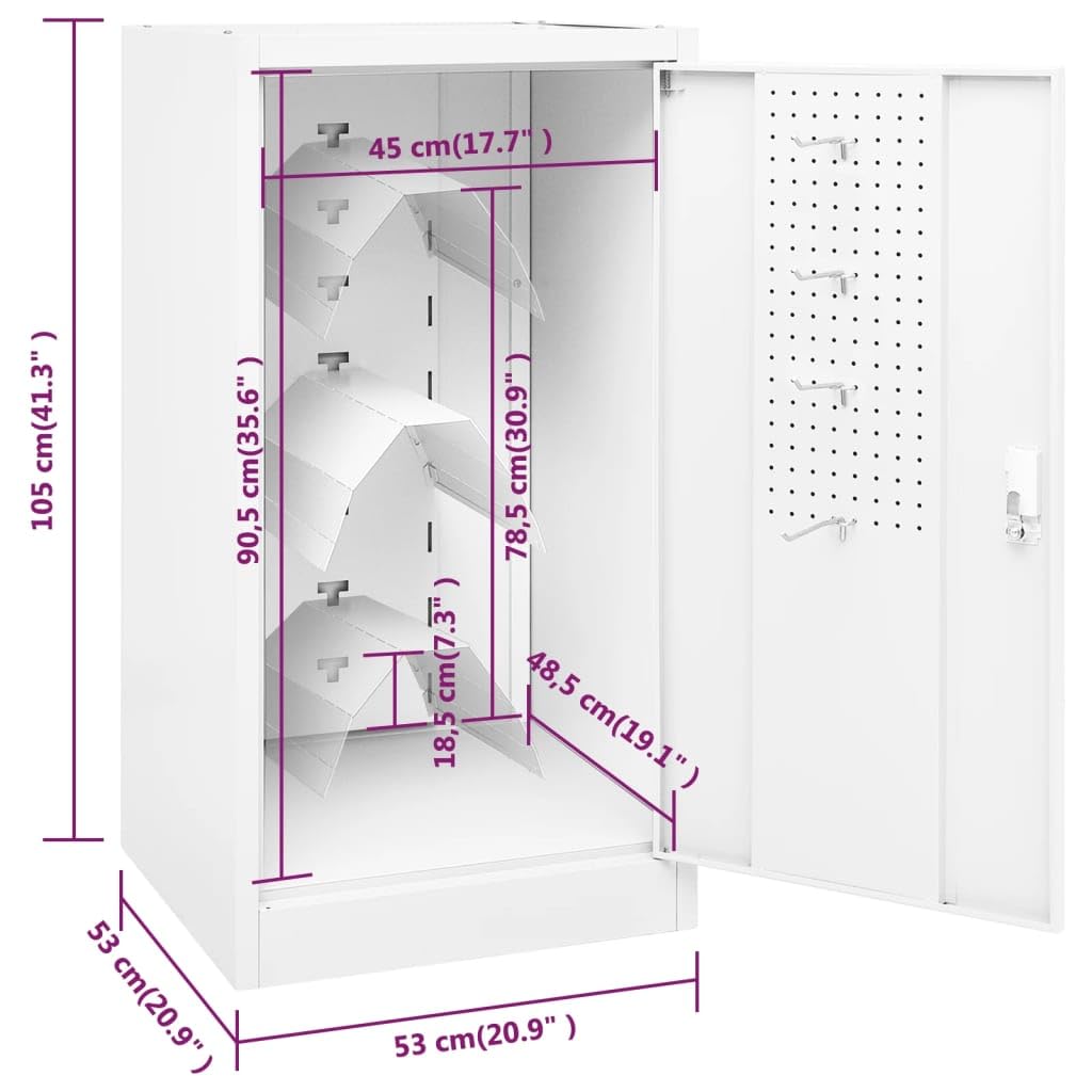 vidaXL Armario para Sillas de Montar Monturas con Estante Casillero Equipo de Hípica Cuarto de Arreos Almacenaje Acero Blanco 53x53x105 cm