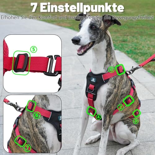 Paworld Sicherheitsgeschirr Hund, Anti Zug Hundegeschirr, Panikgeschirr für Hunde, Ausbruchsicheres Geschirr Hund, Verstellbare, Atmungsaktiv Weste für kleine, mittelgroße und große Hunde (Rosarot,M)