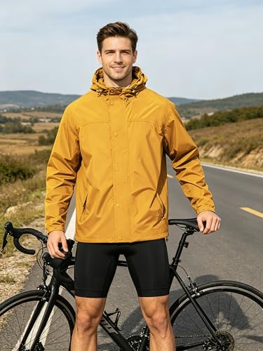 Image of UIQUR Mens Lightweight Rain Jacket Waterproof Windbreaker Packable Rain Coat with Hood for Golf Running Hiking Travel