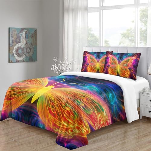 Housse de couette 140x200 papillons 3D pour lit simple avec fermeture éclair pratique - 5