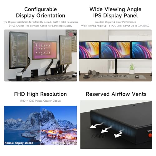 Image of waveshare 21.5inch Capacitive Touch Monitor, 1080x1920 Full HD, Optical Bonding Toughened Glass Panel, HDMI, 10-Point Touch,Built-in Pi5-2GB