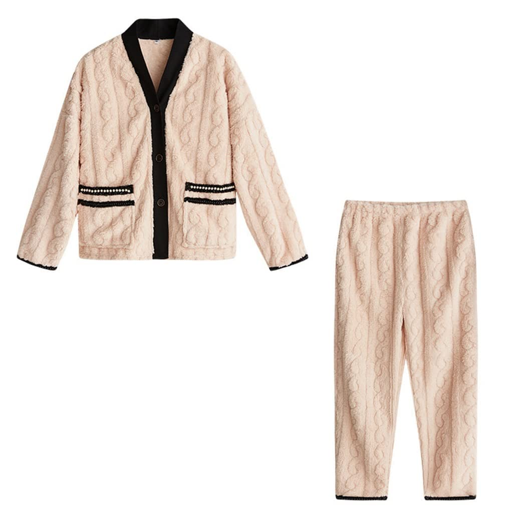Zimowe grube flanelowe komplety piżam damskich aksamitna ciepła bielizna nocna pary piżamy Homewear gruby garnitur domowy (kod B XL)