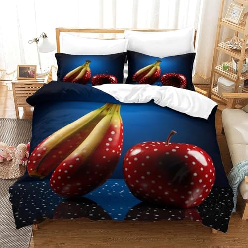NDXRWDZR Fundas Nordicas Cama 135 Frutos Rojos Ropa de Cama para Niños Adultos con Cremallera Suave Transpirable Microfibra Fundas Nordicas 220x220 cm + 2 Fundas de Almohada 50x80 cm