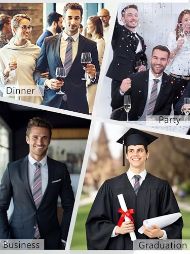 Image of Luckyvestir Striped Ties for Men Classic 3.15 inch Men's Tie Formal Neckties for Business Graduation Dinner Wedding