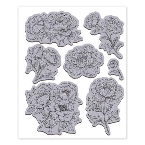 GLOBLELAND Pfingstrosen Bouquet Cling Stamps 22x18 cm Frühling Blumen Haftstempel Pflanze EVA Gummi Stempel Für Die Kartengestaltung Fotoalbum Papierbasteldekor DIY Scrapbooking