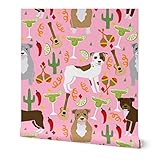 Peel & Stick Wallpaper Swatch - Pitbull Fiesta Dog Breed Mexican Pitbulls Custom Removable Wallpaper by Spoonflower