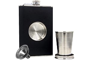 Stainless Steel Flask with Built-in Collapsible Cup provides optimal shot-taking experience