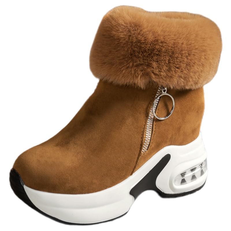 Womens large-size platform thick-soled sports boots - Back zipper design warm fabric lining - Suitable for both daily