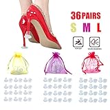👠 [CARACTERÍSTICAS]: estos protectores de talón están hechos de goma flexible y con bandas antideslizantes en la parte inferior, que pueden evitar que se lesione o se caiga al caminar sobre superficies irregulares.