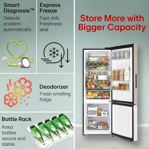 Image of LG 340 L,3 Star,Frost Free,Double Door,Smart Inverter Compressor,Bottom Freezer Refrigerator with DoorCooling+, AI ThinQ,Wi-Fi Convertible (GL-B382FPTX,Pink Tango, Express Freeze,Full Wine Rack)