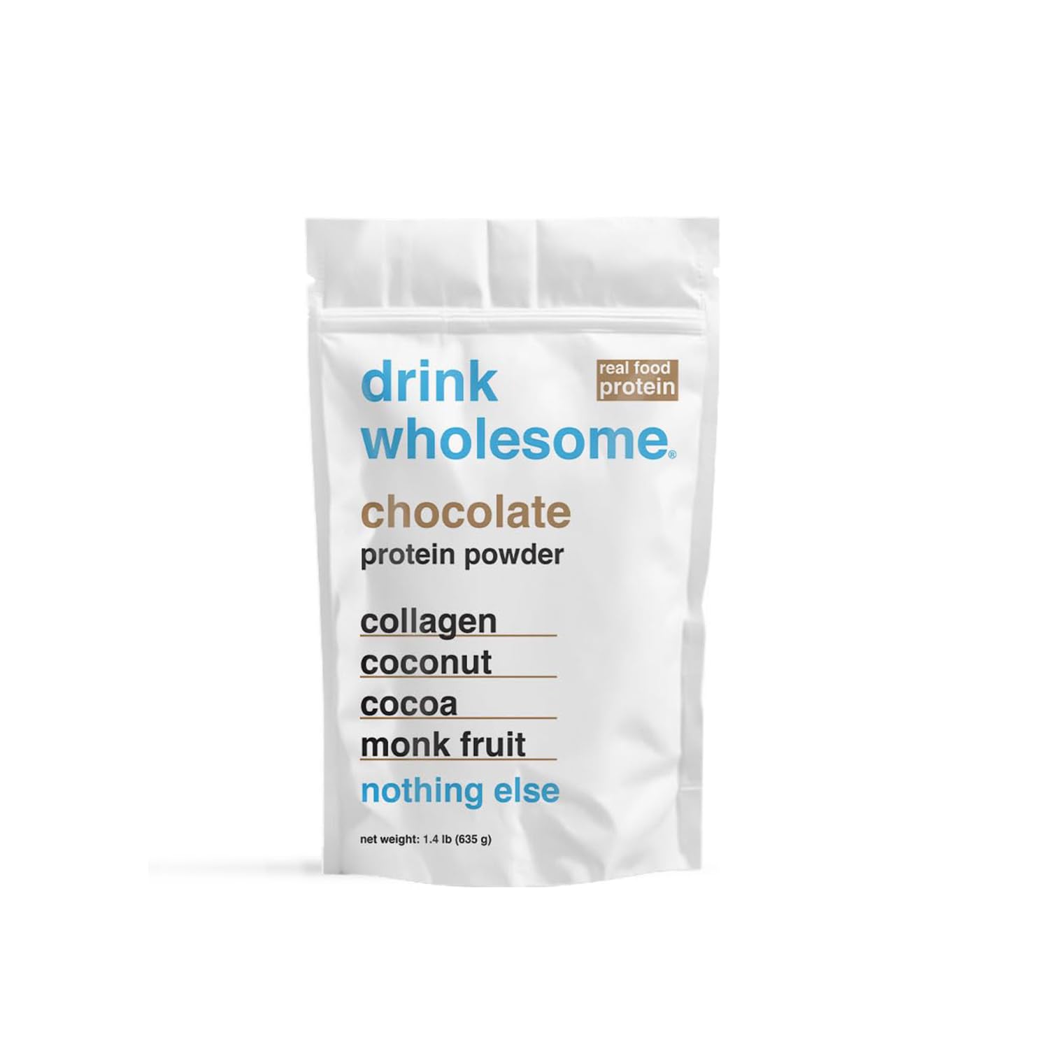drink wholesome Chocolate Collagen Protein Powder | for Sensitive Stomachs | Gut Friendly | Additive & Dairy Free | No Artificial Sweeteners | No Bloating, Farts or Gas | No Constipation or Diarrhea