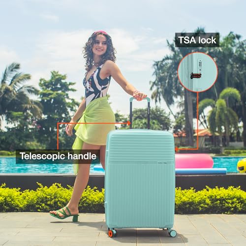 Image of Nasher Miles Krabi Expander Hard-Sided Polypropylene Luggage Set of 2 | 65cm & 75cm | 8 Wheels Medium & Large Trolley Bag for Travel | Suitcase (Cool Mint)