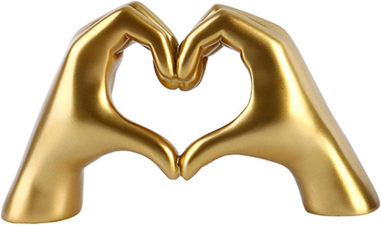 Heart Shape Finger Gesture Sculpture Decor, Resin Abstract Hand Love Gesture Statue Figurines for Wedding Home Desktop Decoration Gifts (A_Gold)